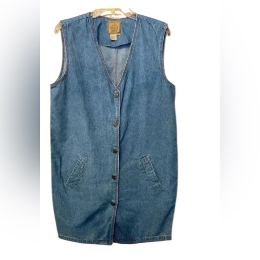 Womens Sleeveless Denim Tunic Dress blue comfortable medium